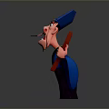 Cartoon Man Wearing Blue Hat With Exaggerated Open Mouth Holding Red Stick And Blue Purple Outfit
