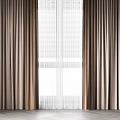 Elegant Modern Curtains With Sheer Panels For Home Window Interior Design 3d model