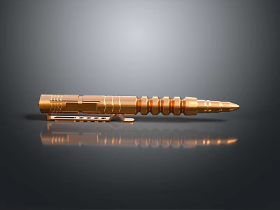 Golden Metallic Daily Life Tool With Cylindrical Ring Design And Stable Stand Base 3d model