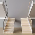 Modern Staircase Interior Design With Lighting Handrails And Stone Steps 3d model