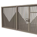 Modern Entrance Gate With Vertical Slats Design And Integrated Access Control Panel 3d model