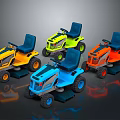 Colorful Kids Ride On Toy Tractors Featuring Blue Green Yellow Orange Seats And Wheels
