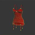 Red Satin Slip Dress With Delicate Lace Trim And Bow Accents