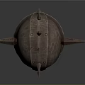 Ancient Metal Helmet With Spiked Top Pointed Protrusions And Riveted Armor Design Features