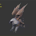 Low Poly Griffin Like Creature With Peach And White Feathers As Game Movie Character