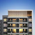 Modern High Rise Residential Building With Surrounding Greenery And Palm Trees