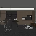 Modern Office Interior Design With Desk Chairs Bookshelves Sofa And Marble Coffee Table