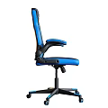 Ergonomic Black Blue Leather Gaming Chair With Adjustable Armrests And Swivel Wheels