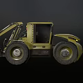 Yellow Heavy Duty Construction Vehicle With Front Loader Bucket And Large Tires