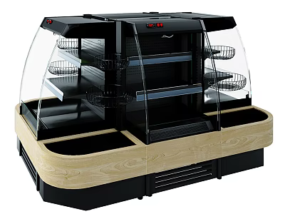 Display Shelving Unit With Transparent Glass Cover Multiple Storage Shelves And Wooden Base 3d model