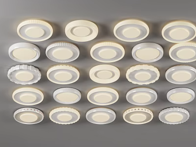 Different Styles Of Ceiling Lights Showcased In Row 3d model