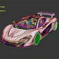Modern White Sports Car With Blue Interior Transparent Roof Black Rear Wing And Black Wheels