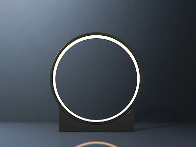 Modern Circular Illuminated Ring Table Lamp With Black Base And Sleek Design 3d model