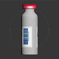 White Plastic Medical Device Bottle With Red Cap And Label Information 3d model