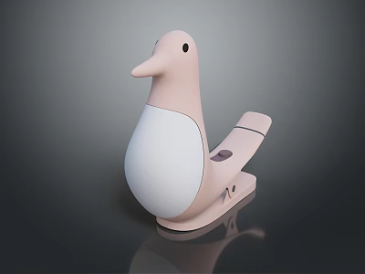 Pink And White Dove With Minimalist Design Smooth Surface Decorative Object 3d model