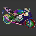 Blue And White Sport Motorcycle With Sleek Design And Blue Wheels On Reflective Surface