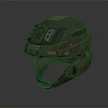 Brown Tactical Futuristic Armored Sci Fi Helmet With Detailed Panel And Vents