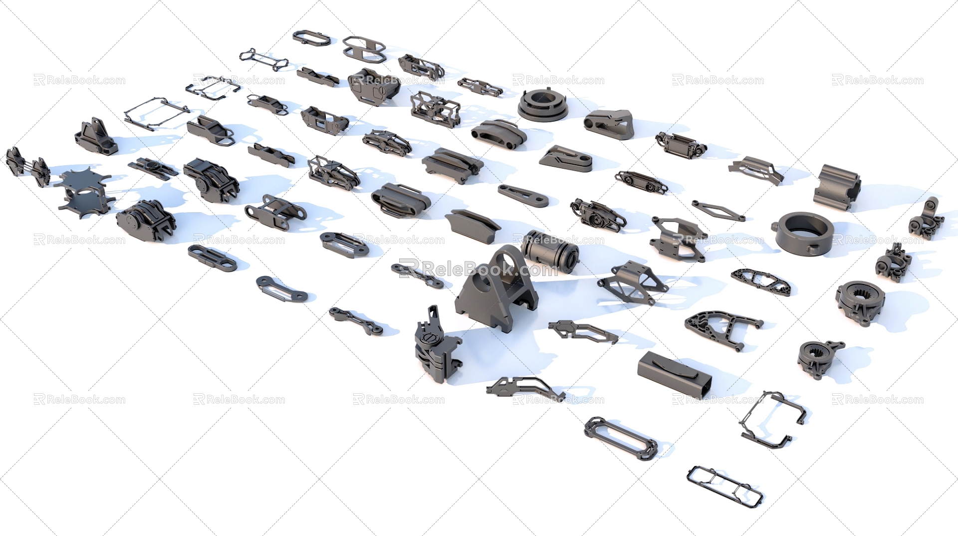 Hard surface mechanical parts combination of mechanical parts 3d model