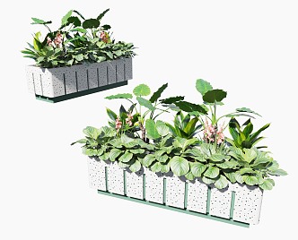 Flower box plant potted mobile flower box flowers and plants combination green plant flower box 3d model