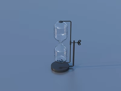 Transparent Glass Hourglass With Black Metal Stand Small Knob And Round Base 3d model