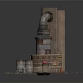 Industrial Abandoned Scene Featuring Rusty Metal Pipes Barrels And Scattered Debris