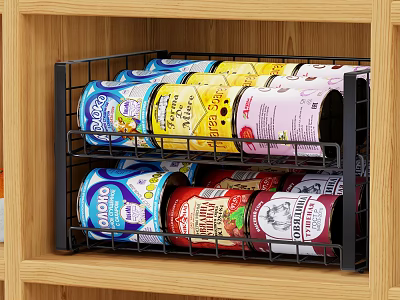 Wire Mesh Two Tier Shelf for Organizing Canned Goods in Kitchen Cabinet 3d model
