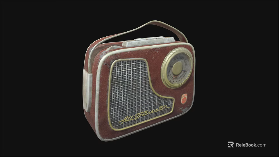 Vintage Wilderness Radio Speaker With Red Beige Grid Front And Dial Knob 3d model 