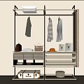 Open Wardrobe Design With Hanging Clothes Drawers Storage Baskets And Light Wood Tones