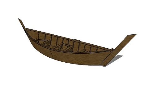 Chinese Style Wooden Boat Cruise Boat Canoe 3d model