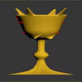 Golden Decorative Cup With Star Shaped Base Red Accents And Petal Like Rim