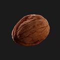 Three Whole Walnuts With Natural Shell Texture On Black Background