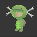 Cute 3D Modeled Game and Movie Character With Purple Tentacles Open Mouth Pink Tongue
