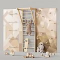 Children's Playground Equipment with Climbing Wall Ladder Skateboard and Sloth Plush in Geometric Patterns