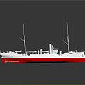 Realistic Ship Model With Red White Hull And Multiple Masts