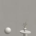 Minimalist Sofa Background Wall With White Sphere And Potted Plant