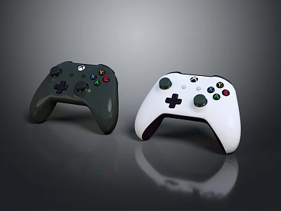 Wireless Game Controllers For Entertainment Electronics With Black And White Ergonomic Design 3d model