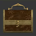 Vintage Decorative Wooden Storage Box With Golden Handle Lock And Intricate Patterns