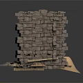 Modern Scene Featuring Dilapidated Brick Wall With Damage And Rubble