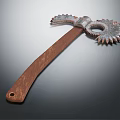 Unique Hand Tool With Wooden Handle And Spiked Metal Gear Head Design
