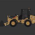 Yellow Construction Loader With Black Bucket Cab And Large Tires On Reflective Surface 3d model
