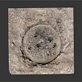 Natural Wood And Stone Decorative Piece With Square Base And Circular Accent