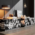 Modern Black And White Patterned Nightstands With Table Lamp Camera Books And Photo Frame