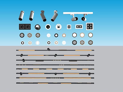 Downlights and Spotlights Various Types with Accessories and Mounting Components for Home Design 3d model