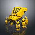 Yellow Mechanical Spider Design Featuring Robotic Structure Multiple Legs And Black Stripes 3d model