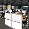 Modern Public Office Area Interior With Cubicles Desks Office Chairs And Computers