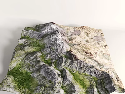 Detailed Micro Terrain Model With Mountain Peaks And Green Vegetation 3d model