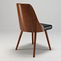 Elegant Modern Dining Chair With Black Leather Seat Diamond Tufted Backrest And Wooden Legs