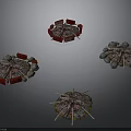 Different Designed Round Dining Tables With Red Chairs And Various Tabletop Patterns