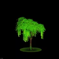 Green Arbor With Drooping Branches Lush Foliage Brown Trunk And Circular Base 3d model