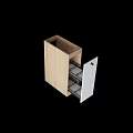 Modern Wooden Storage Cabinet Design With White Doors And Metal Shelves